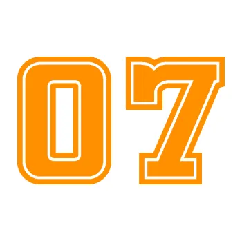 Polep vozidla Startovní číslo 07 typ 5 (06 - oranžová) SAMOLEPKA NA AUTO, NÁLEPKA, FÓLIE, POLEP, TUNING, VLASTNÍ TEXT, TISK, AUTOSAMOLEPKY.cz, POLEPY, OBRÁZEK, LOGO, 3D STICKERS