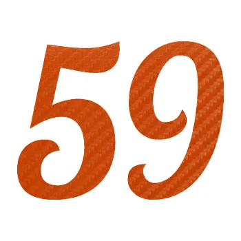 Polep vozidla Startovní číslo 59 typ 3 (54 - 3D karbon oranžový) SAMOLEPKA NA AUTO, NÁLEPKA, FÓLIE, POLEP, TUNING, VLASTNÍ TEXT, TISK, AUTOSAMOLEPKY.cz, POLEPY, OBRÁZEK, LOGO, 3D STICKERS