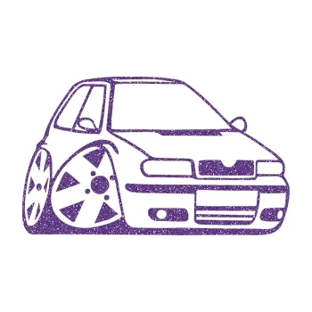 Polep vozidla SAMOLEPKA Škoda Felicia karikatura pravá (87 - Ultra Metalic fialová) NA AUTO, NÁLEPKA, FÓLIE, POLEP, TUNING, VLASTNÍ TEXT, TISK, AUTOSAMOLEPKY.cz, POLEPY, OBRÁZEK, LOGO, SAMOLEPKY