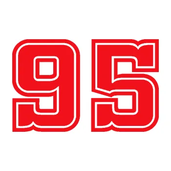 Polep vozidla SAMOLEPKA Startovní číslo 95 typ 5 (10 - červená) NA AUTO, NÁLEPKA, FÓLIE, POLEP, TUNING, VLASTNÍ TEXT, TISK, AUTOSAMOLEPKY.cz, POLEPY, OBRÁZEK, LOGO, SAMOLEPKY