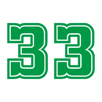 Polep vozidla Startovní číslo 33 typ 5 (12 - zelená) SAMOLEPKA NA AUTO, NÁLEPKA, FÓLIE, POLEP, TUNING, VLASTNÍ TEXT, TISK, AUTOSAMOLEPKY.cz, POLEPY, OBRÁZEK, LOGO, 3D STICKERS