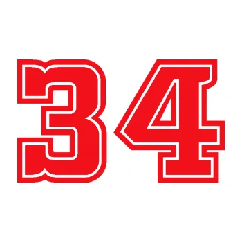 Polep vozidla SAMOLEPKA Startovní číslo 34 typ 5 (10 - červená) NA AUTO, NÁLEPKA, FÓLIE, POLEP, TUNING, VLASTNÍ TEXT, TISK, AUTOSAMOLEPKY.cz, POLEPY, OBRÁZEK, LOGO, SAMOLEPKY