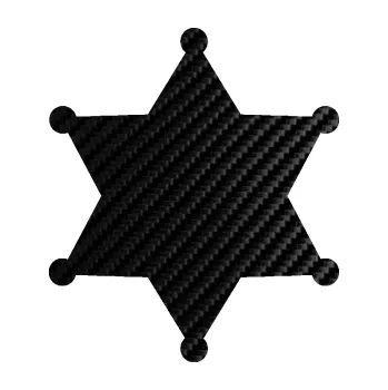 samolepka Sheriff 002 hvězda (50 - 3D karbon černý) SAMOLEPKA NA AUTO, NÁLEPKA, FÓLIE, POLEP, TUNING, VLASTNÍ TEXT, TISK, AUTOSAMOLEPKY.cz, POLEPY, OBRÁZEK, LOGO, 3D STICKERS