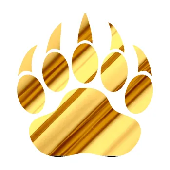 samolepka Tlapa medvěda 001 (81 - chrom fólie zlatá zrcadlová) SAMOLEPKA NA AUTO, NÁLEPKA, FÓLIE, POLEP, TUNING, VLASTNÍ TEXT, TISK, AUTOSAMOLEPKY.cz, POLEPY, OBRÁZEK, LOGO, 3D STICKERS