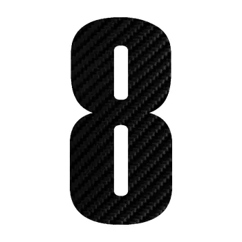 Autodoplněk Samolepka na auto Startovní číslo 8 typ 2 (50 - 3D karbon černý) NÁLEPKA, FÓLIE, POLEPY, TUNING, VLASTNÍ TEXT, TISK, AUTOSAMOLEPKY.cz, SAMOLEPKY, OBRÁZEK, LOGO, VÝROBA, PRODEJ