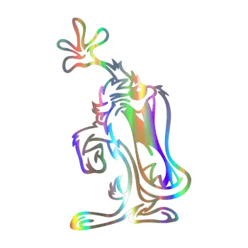 Samolepicí dekorace na vozidlo Tazman uřvanej pravá (93 - Holografická) SAMOLEPKA NA AUTO, NÁLEPKA, FÓLIE, POLEP, TUNING, VLASTNÍ TEXT, TISK, AUTOSAMOLEPKY.cz, POLEPY, OBRÁZEK, LOGO, 3D STICKERS