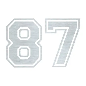 Polep vozidla Startovní číslo 87 typ 4 (61 - škrábaný hliník) SAMOLEPKA NA AUTO, NÁLEPKA, FÓLIE, POLEP, TUNING, VLASTNÍ TEXT, TISK, AUTOSAMOLEPKY.cz, POLEPY, OBRÁZEK, LOGO, 3D STICKERS