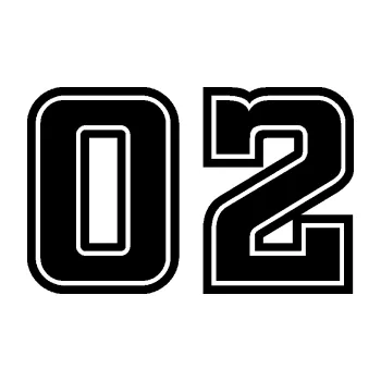 Polep vozidla Startovní číslo 02 typ 5 (01 - černá) SAMOLEPKA NA AUTO, NÁLEPKA, FÓLIE, POLEP, TUNING, VLASTNÍ TEXT, TISK, AUTOSAMOLEPKY.cz, POLEPY, OBRÁZEK, LOGO, 3D STICKERS