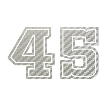 Polep vozidla Startovní číslo 45 typ 5 (52 - 3D karbon stříbrný) SAMOLEPKA NA AUTO, NÁLEPKA, FÓLIE, POLEP, TUNING, VLASTNÍ TEXT, TISK, AUTOSAMOLEPKY.cz, POLEPY, OBRÁZEK, LOGO, 3D STICKERS