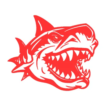 Samolepicí dekorace na vozidlo Žralok 021 pravá (02 - světle červená) SAMOLEPKA NA AUTO, NÁLEPKA, FÓLIE, POLEP, TUNING, VLASTNÍ TEXT, TISK, AUTOSAMOLEPKY.cz, POLEPY, OBRÁZEK, LOGO, 3D STICKERS