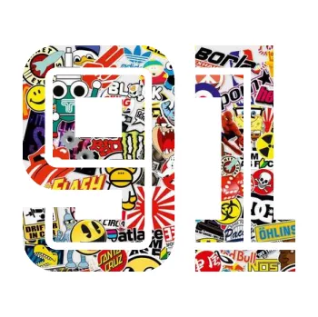 Polep vozidla Startovní číslo 91 typ 7 (83 - Sticker bomb) SAMOLEPKA NA AUTO, NÁLEPKA, FÓLIE, POLEP, TUNING, VLASTNÍ TEXT, TISK, AUTOSAMOLEPKY.cz, POLEPY, OBRÁZEK, LOGO, 3D STICKERS