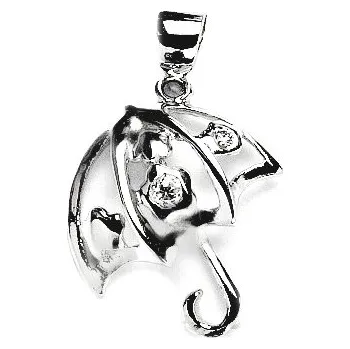 Přívěsek Stříbrný přívěsek deštník čiré zirkony - 6590 (Stříbrný deštník s čirými zirkony)