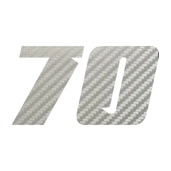 Polep vozidla Startovní číslo 70 typ 6 (52 - 3D karbon stříbrný) SAMOLEPKA NA AUTO, NÁLEPKA, FÓLIE, POLEP, TUNING, VLASTNÍ TEXT, TISK, AUTOSAMOLEPKY.cz, POLEPY, OBRÁZEK, LOGO, 3D STICKERS