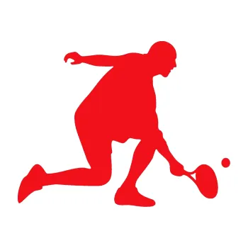 Polep vozidla SAMOLEPKA Tenista 003 pravá (10 - červená) NA AUTO, NÁLEPKA, FÓLIE, POLEP, TUNING, VLASTNÍ TEXT, TISK, AUTOSAMOLEPKY.cz, POLEPY, OBRÁZEK, LOGO, SAMOLEPKY