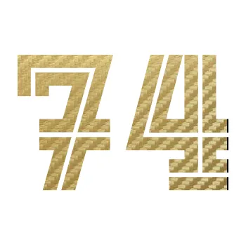 Polep vozidla Startovní číslo 74 typ 7 (59 - 3D karbon zlatý) SAMOLEPKA NA AUTO, NÁLEPKA, FÓLIE, POLEP, TUNING, VLASTNÍ TEXT, TISK, AUTOSAMOLEPKY.cz, POLEPY, OBRÁZEK, LOGO, 3D STICKERS