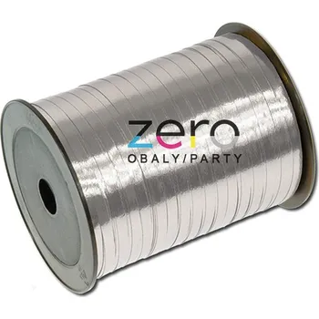 Stuha Stuha plastová 1 cm x 100 m - stříbrná (kov)