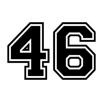 Polep vozidla Startovní číslo 46 typ 4 (01 - černá) SAMOLEPKA NA AUTO, NÁLEPKA, FÓLIE, POLEP, TUNING, VLASTNÍ TEXT, TISK, AUTOSAMOLEPKY.cz, POLEPY, OBRÁZEK, LOGO, 3D STICKERS