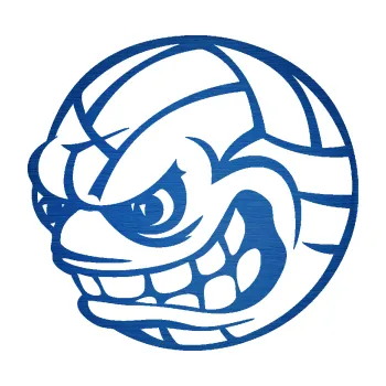 Samolepicí dekorace na vozidlo Volejbalový míč 001 levá s obličejem (65 - škrábaný kov modrý) SAMOLEPKA NA AUTO, NÁLEPKA, FÓLIE, POLEP, TUNING, VLASTNÍ TEXT, TISK, AUTOSAMOLEPKY.cz, POLEPY, OBRÁZEK, LOGO, 3D STICKERS