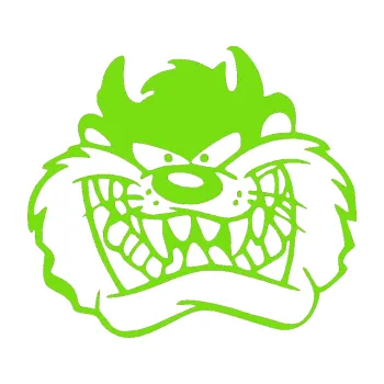 Samolepicí dekorace na vozidlo Tazman zubatej levá (04 - zelená kawasaki) SAMOLEPKA NA AUTO, NÁLEPKA, FÓLIE, POLEP, TUNING, VLASTNÍ TEXT, TISK, AUTOSAMOLEPKY.cz, POLEPY, OBRÁZEK, LOGO, 3D STICKERS