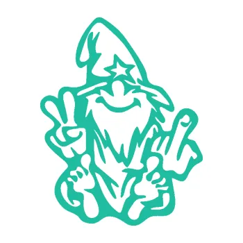 Samolepicí dekorace na vozidlo Skřítek f*ck pravá (25 - tyrkysová) SAMOLEPKA NA AUTO, NÁLEPKA, FÓLIE, POLEP, TUNING, VLASTNÍ TEXT, TISK, AUTOSAMOLEPKY.cz, POLEPY, OBRÁZEK, LOGO, 3D STICKERS