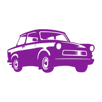 Polep vozidla SAMOLEPKA Trabant karikatura pravá (14 - fialová) NA AUTO, NÁLEPKA, FÓLIE, POLEP, TUNING, VLASTNÍ TEXT, TISK, AUTOSAMOLEPKY.cz, POLEPY, OBRÁZEK, LOGO, SAMOLEPKY