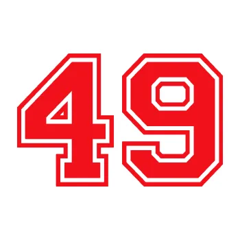 Polep vozidla SAMOLEPKA Startovní číslo 49 typ 4 (10 - červená) NA AUTO, NÁLEPKA, FÓLIE, POLEP, TUNING, VLASTNÍ TEXT, TISK, AUTOSAMOLEPKY.cz, POLEPY, OBRÁZEK, LOGO, SAMOLEPKY