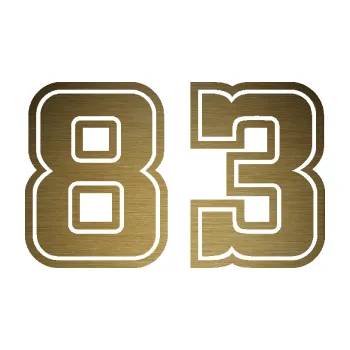 Polep vozidla Startovní číslo 83 typ 5 (64 - škrábaný kov zlatý) SAMOLEPKA NA AUTO, NÁLEPKA, FÓLIE, POLEP, TUNING, VLASTNÍ TEXT, TISK, AUTOSAMOLEPKY.cz, POLEPY, OBRÁZEK, LOGO, 3D STICKERS