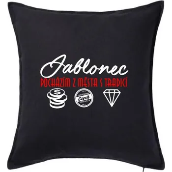 Polštář Jablonec město s tradicí - Polštář 50x50 - 50x50 - Pouze potah ( Černá )