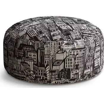 Sedací pytel Kulatý taburet Circle Kreslené mrakodrapy: 38x48 cm - Sablio