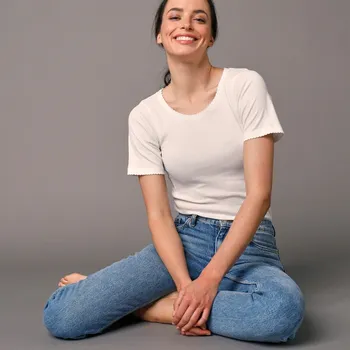 Dámské tričko Sada 2 triček s krátkými rukávy, z bavlny s jemným žebrováním bílá 34/36