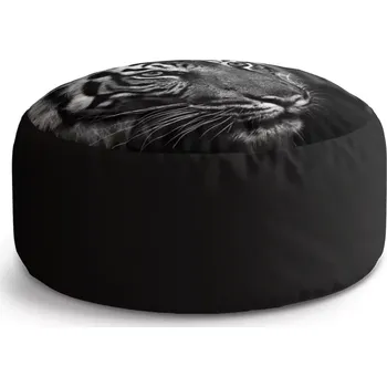 Sedací pytel Kulatý taburet Circle Černobílý tygr: 38x48 cm - Sablio