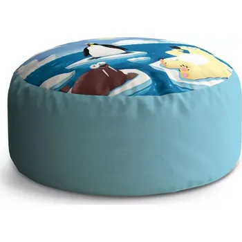 Sedací pytel Kulatý taburet Circle Lední zvířátka: 38x48 cm - Sablio