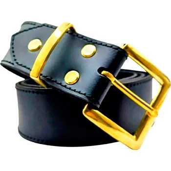 Opasek opaskujse Kožený opasek basic, černá kůže, černé prošití, spona hranatá mosazná Délka opasku: 65 cm