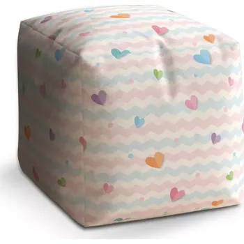 Taburet Taburet Kostka Barevná srdíčka: 40x40x40 cm - Sablio