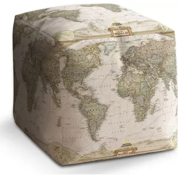 Taburet Taburet Kostka Mapa světa: 40x40x40 cm - Sablio