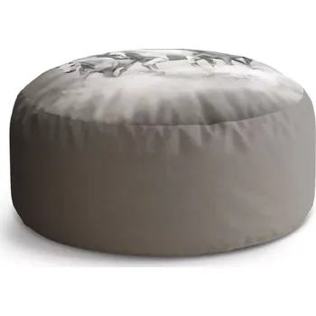 Sedací pytel Kulatý taburet Circle Bílí koně: 38x48 cm - Sablio