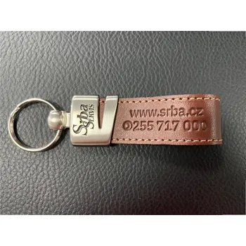 Klíčenka SRBA SERVIS kombinace hnědá kůže a nerezová ocel