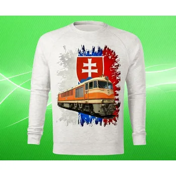 Pánská mikina mikina s lokomotivou T678 POMERANČ II dámská M (mikina s vlakem světle šedý melír)