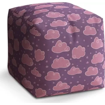 Taburet Taburet Kostka Růžové obláčky: 40x40x40 cm - Sablio