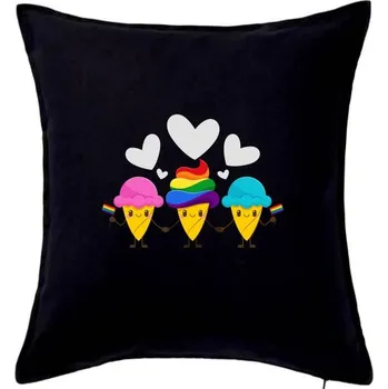 Polštář LGBT zmrzliny - Polštář 50x50 - 50x50 - Pouze potah ( Černá )