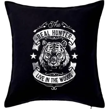 Polštář The Real Hunter Live in The Woods - Polštář 50x50 - 50x50 - Pouze potah ( Černá )