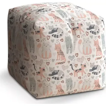 Taburet Taburet Kostka Malované kočičky: 40x40x40 cm - Sablio