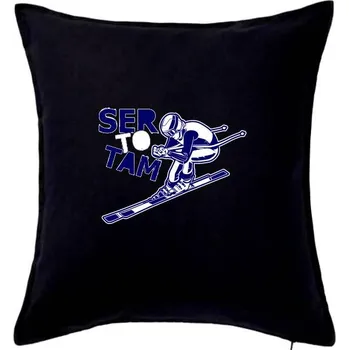 Polštář Lyžař ser to tam - Polštář 50x50 - 50x50 - Pouze potah ( Černá )