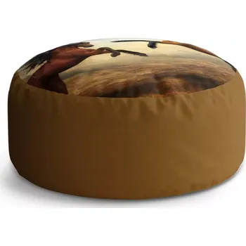 Sedací pytel Kulatý taburet Circle Vzpínající se koně: 38x48 cm - Sablio