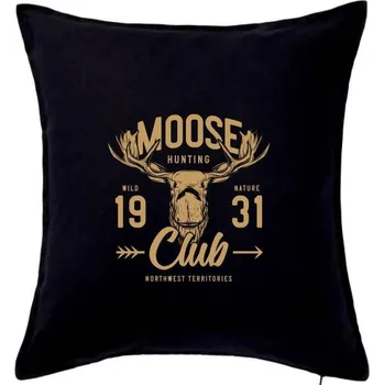 Polštář Moose club - Polštář 50x50 - 50x50 - Včetně výplně ( Černá )