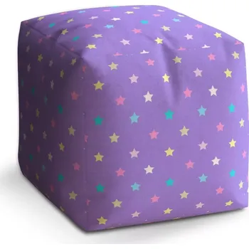 Taburet Taburet Kostka Hvězdy na fialové: 40x40x40 cm - Sablio