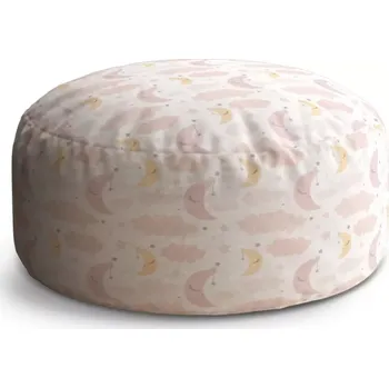 Sedací pytel Kulatý taburet Circle Měsíčky a obláčky : 38x48 cm - Sablio