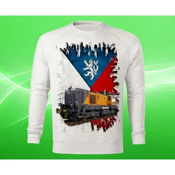 Pánská mikina mikina s lokomotivou 741 726 dámská L (mikina s vlakem světle šedý melír)