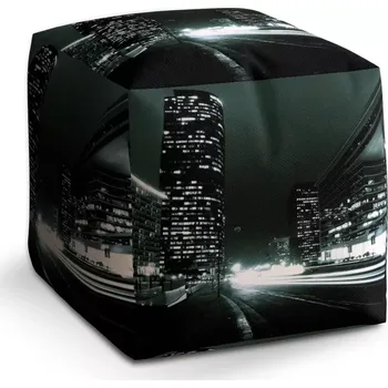 Taburet Taburet Kostka Noční ulice: 40x40x40 cm - Sablio