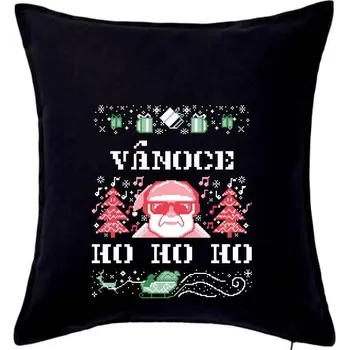 Polštář Vánoce ho ho ho - Polštář 50x50 - 50x50 - Pouze potah ( Černá )